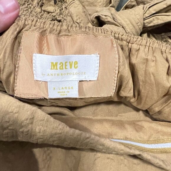 Anthropologie Maeve High Low Midi Dress Strapless Tiered Boho Gold Size XL New - Picture 8 of 12